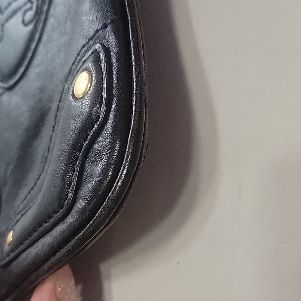 Y2k Vintage Juicy Couture Black Leather Wristlet Clutch Wallet - Picture 6 of 9